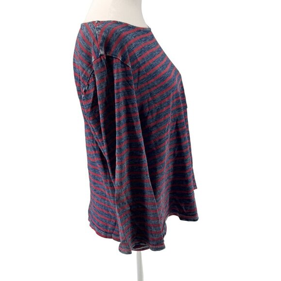 Michael Stars Navy w/ Red Stripes Faded Boxy L/S Top OS GUC Soft, Cozy, Classic - Picture 5 of 11